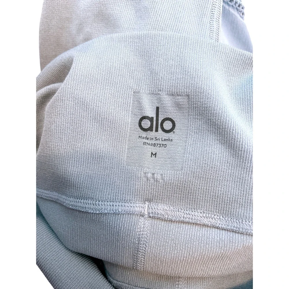 Alo Yoga Blue Grey Seamless High Waist Interlace Mesh‎ Ribbed Leggings Medium